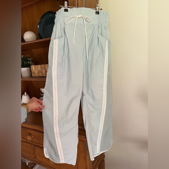 Free People Pants - Free People Light Blue Track Pants with White Side Stripes- never worn!